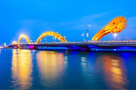 Dragon Bridge in Danang by night