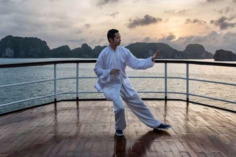 Tai Chi session on Halong Bay in the morning