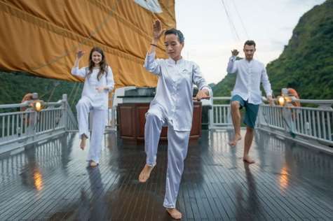 Tai Chi lesson on the sundeck